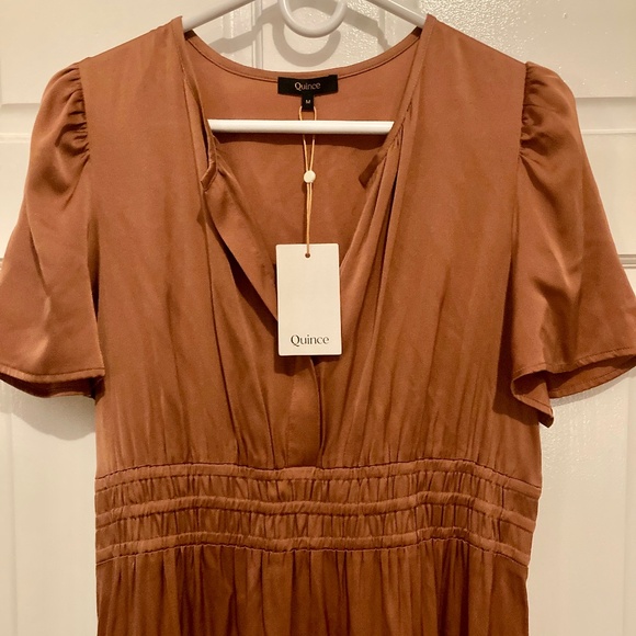 Quince Dresses & Skirts - Quince Silk Tiered Maxi Dress Medium Powder Rose Copper